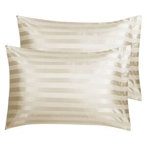2pc Satin Pillowcases Luxury Silky Pillow Covers with Envelop Closure Taupe